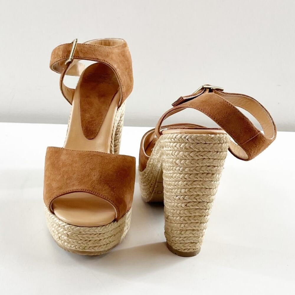 Andre Assous Sasha Suede Espadrille High Heel Sandals Shoes Brown Tan 8 - Picture 8 of 10